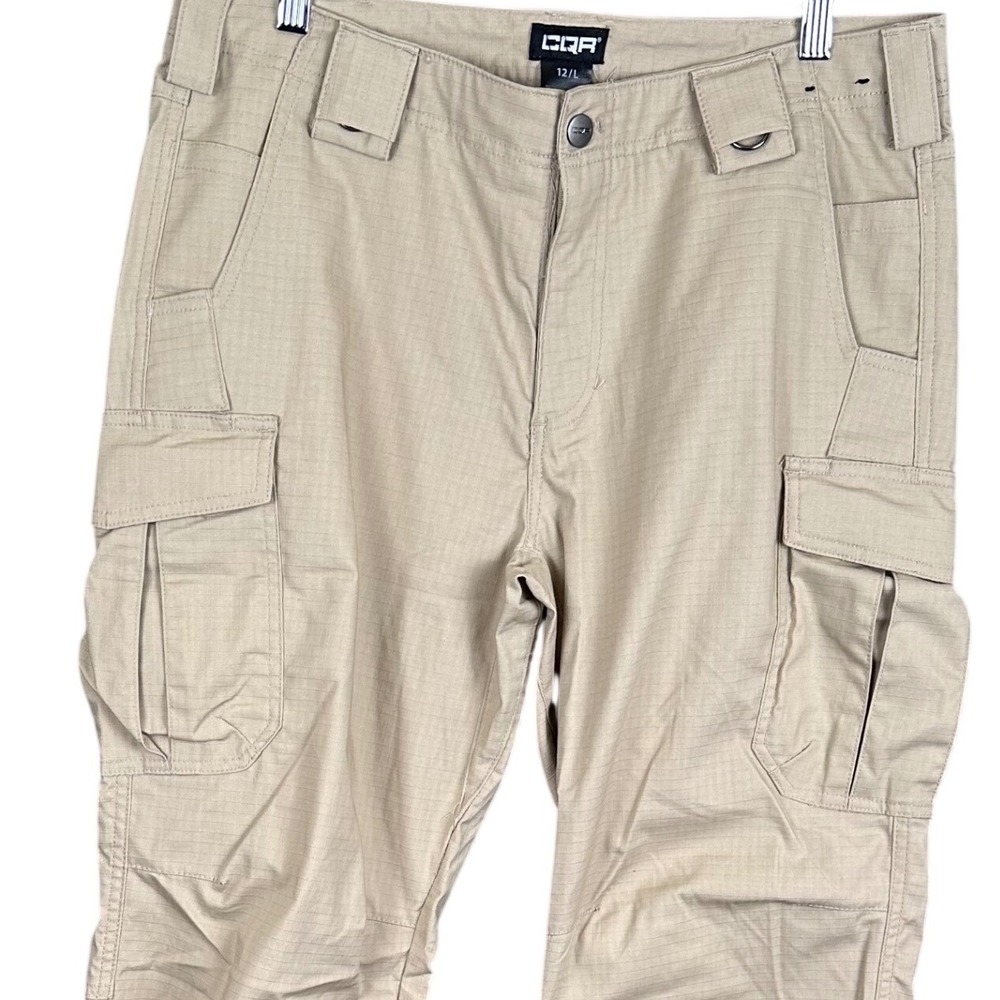CQR Mens Tactical Cargo Pants Tan Khaki Ripstop Work Hiking Outdoor Size 12 L